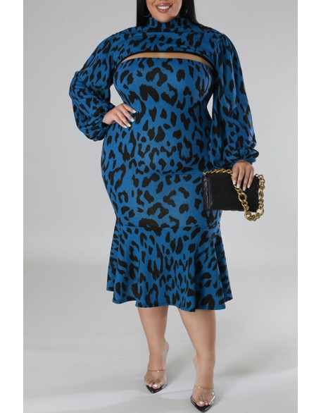 Plus Size Geometric Houndstooth Print Longline Coat