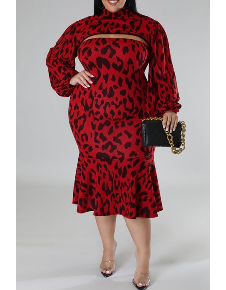 Plus Size Geometric Houndstooth Print Longline Coat